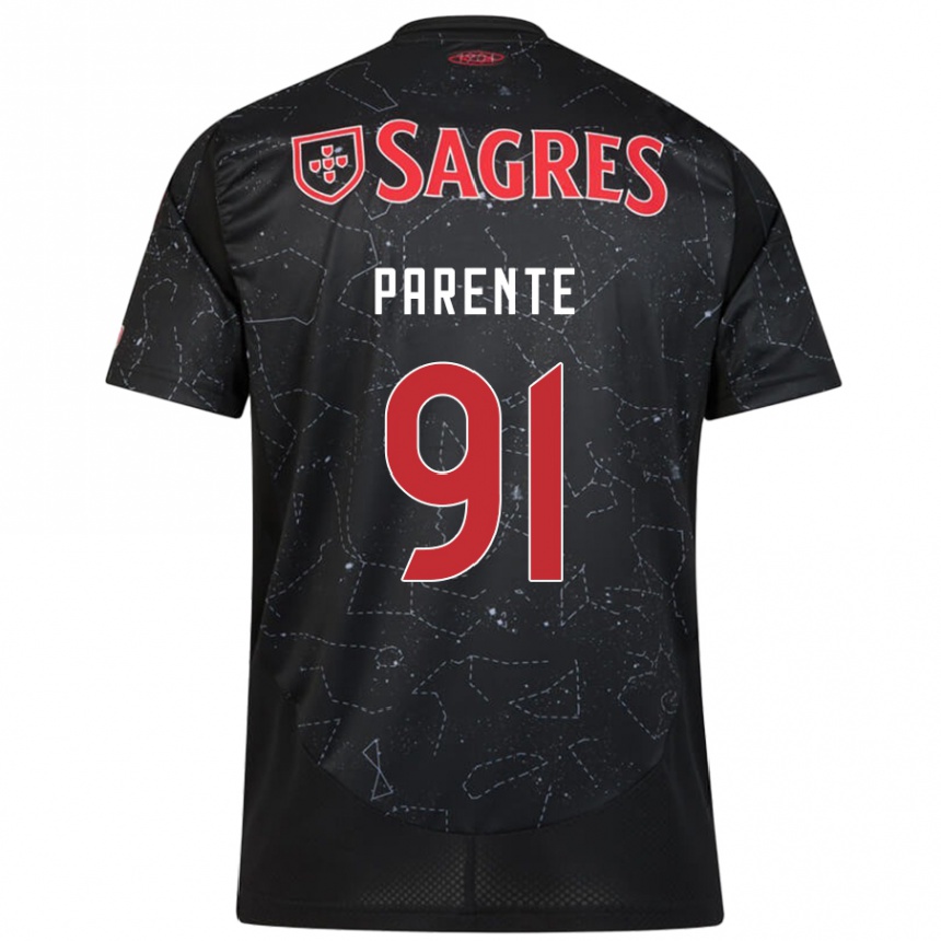 Kids Football Tiago Parente #91 Black Red Away Jersey 2024/25 T-Shirt