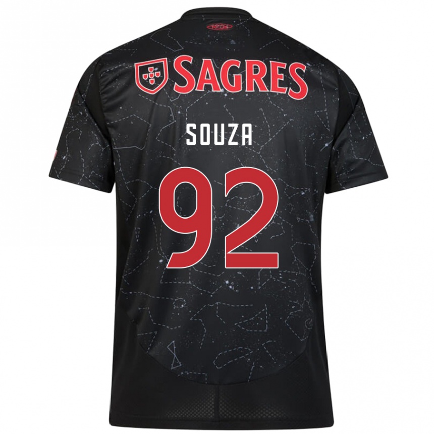 Kids Football Pedro Souza #92 Black Red Away Jersey 2024/25 T-Shirt