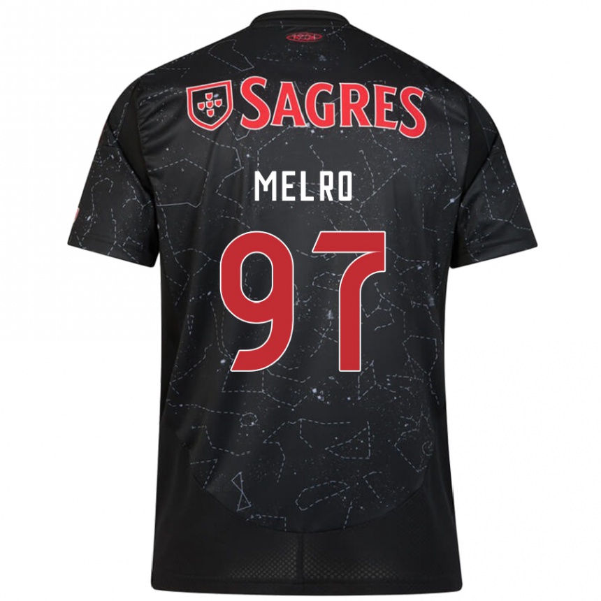 Kids Football José Melro #97 Black Red Away Jersey 2024/25 T-Shirt