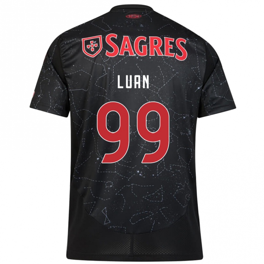 Kids Football Luan #99 Black Red Away Jersey 2024/25 T-Shirt