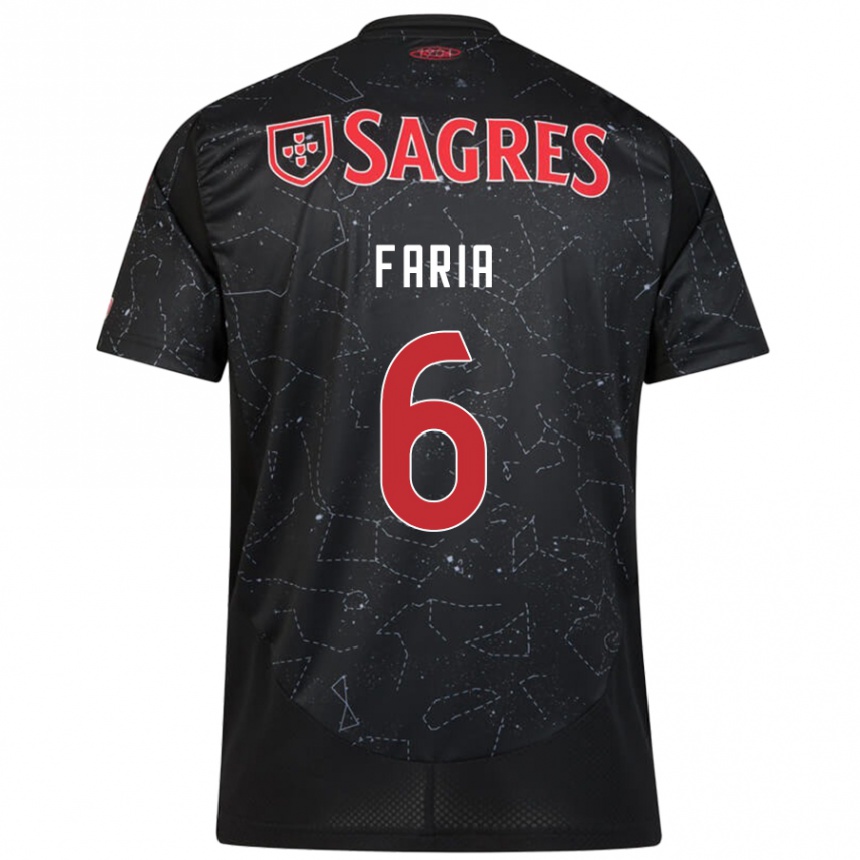 Kids Football Andreia Faria #6 Black Red Away Jersey 2024/25 T-Shirt