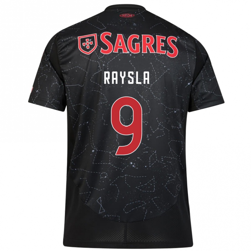 Kids Football Nycole Raysla #9 Black Red Away Jersey 2024/25 T-Shirt