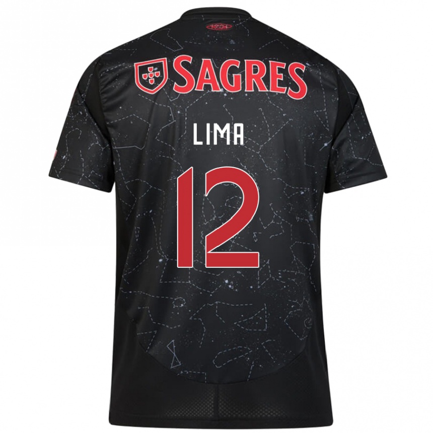 Kids Football Thaís Lima #12 Black Red Away Jersey 2024/25 T-Shirt