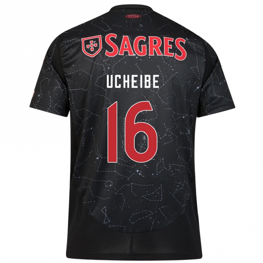 Kids Football Christy Ucheibe #16 Black Red Away Jersey 2024/25 T-Shirt