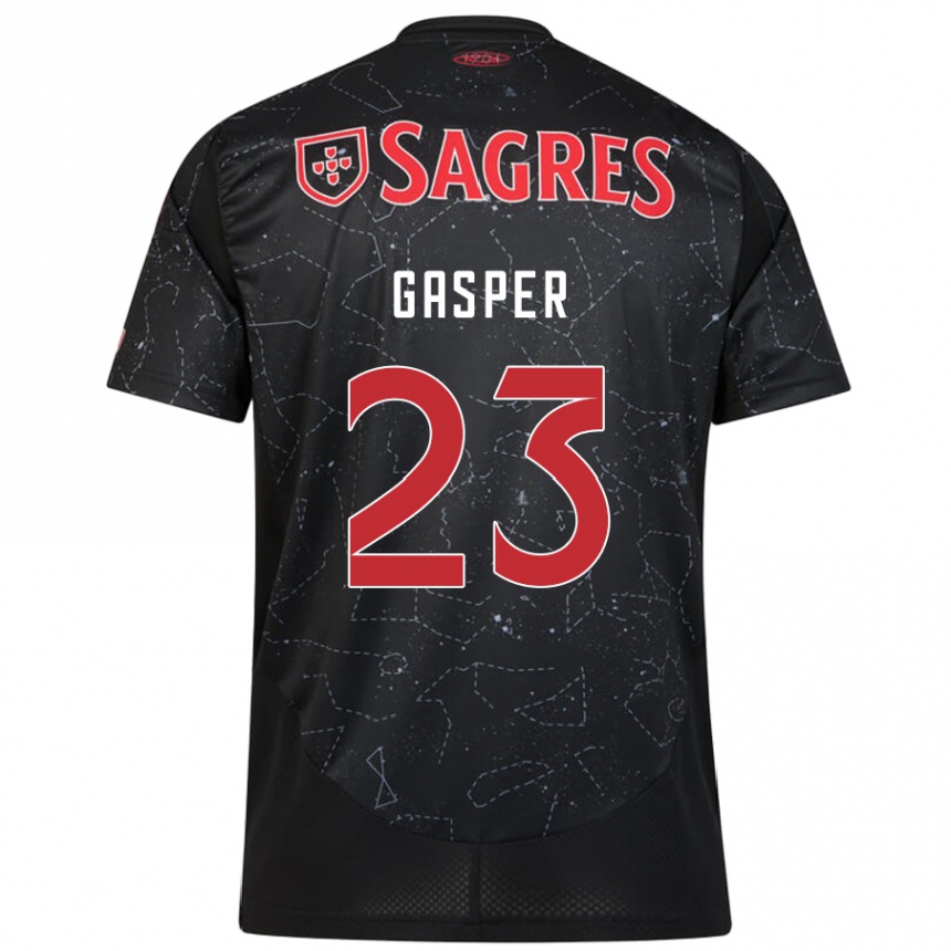 Kids Football Anna Gasper #23 Black Red Away Jersey 2024/25 T-Shirt