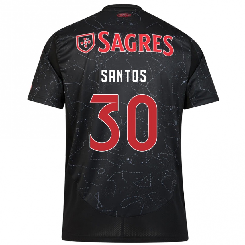 Kids Football Daniela Santos #30 Black Red Away Jersey 2024/25 T-Shirt