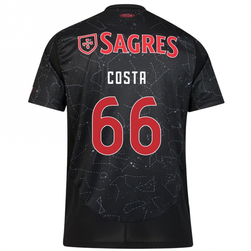 Kids Football Rute Costa #66 Black Red Away Jersey 2024/25 T-Shirt