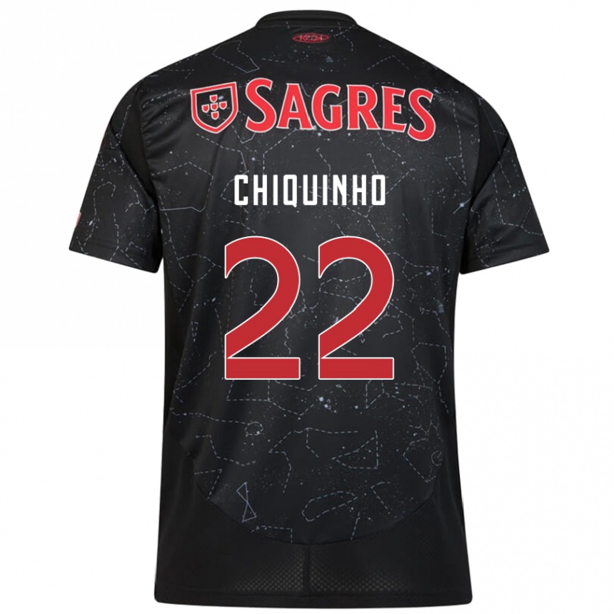 Kids Football Chiquinho #22 Black Red Away Jersey 2024/25 T-Shirt