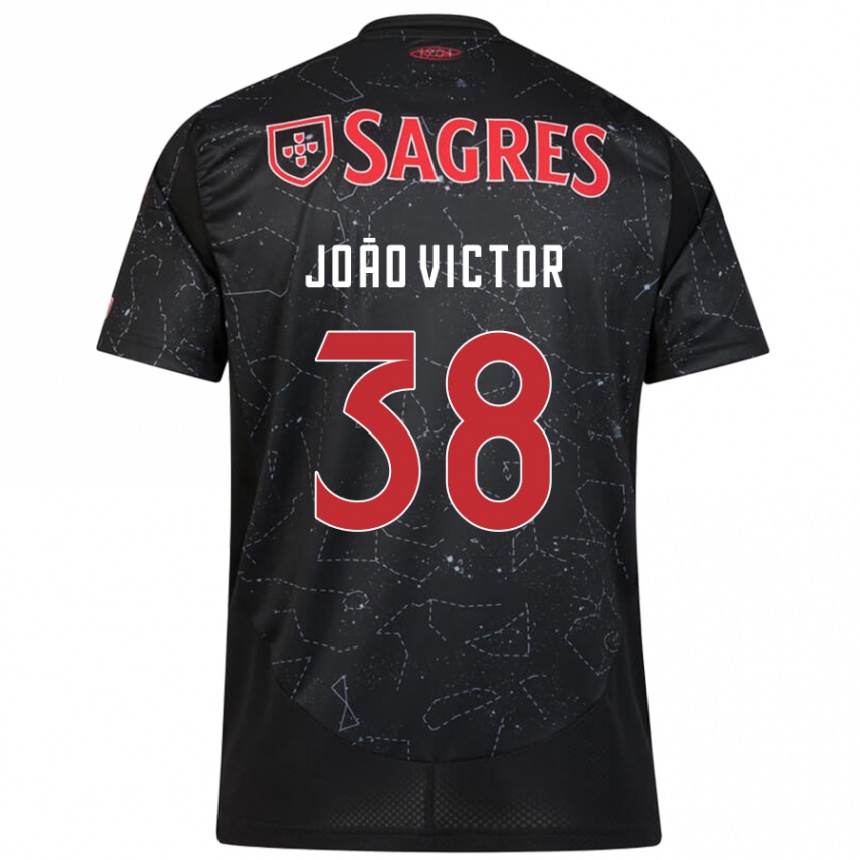 Kids Football João Victor #38 Black Red Away Jersey 2024/25 T-Shirt