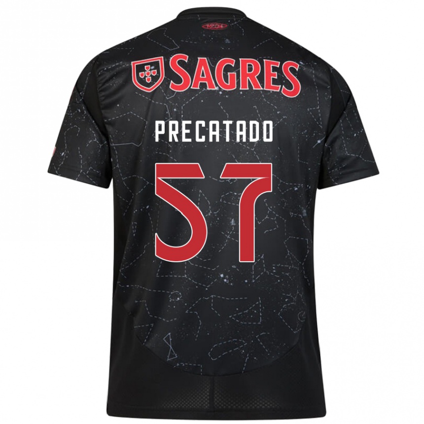 Kids Football Precatado #57 Black Red Away Jersey 2024/25 T-Shirt