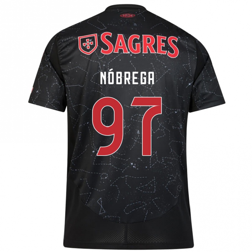 Kids Football Ricardo Nóbrega #97 Black Red Away Jersey 2024/25 T-Shirt