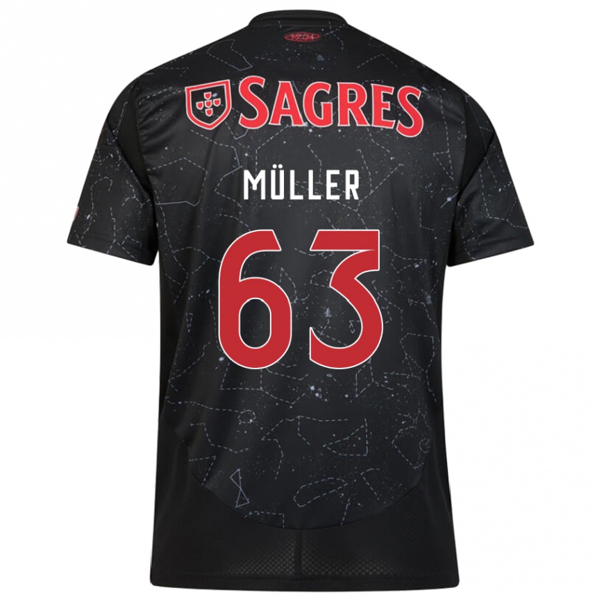 Kids Football José Müller #63 Black Red Away Jersey 2024/25 T-Shirt