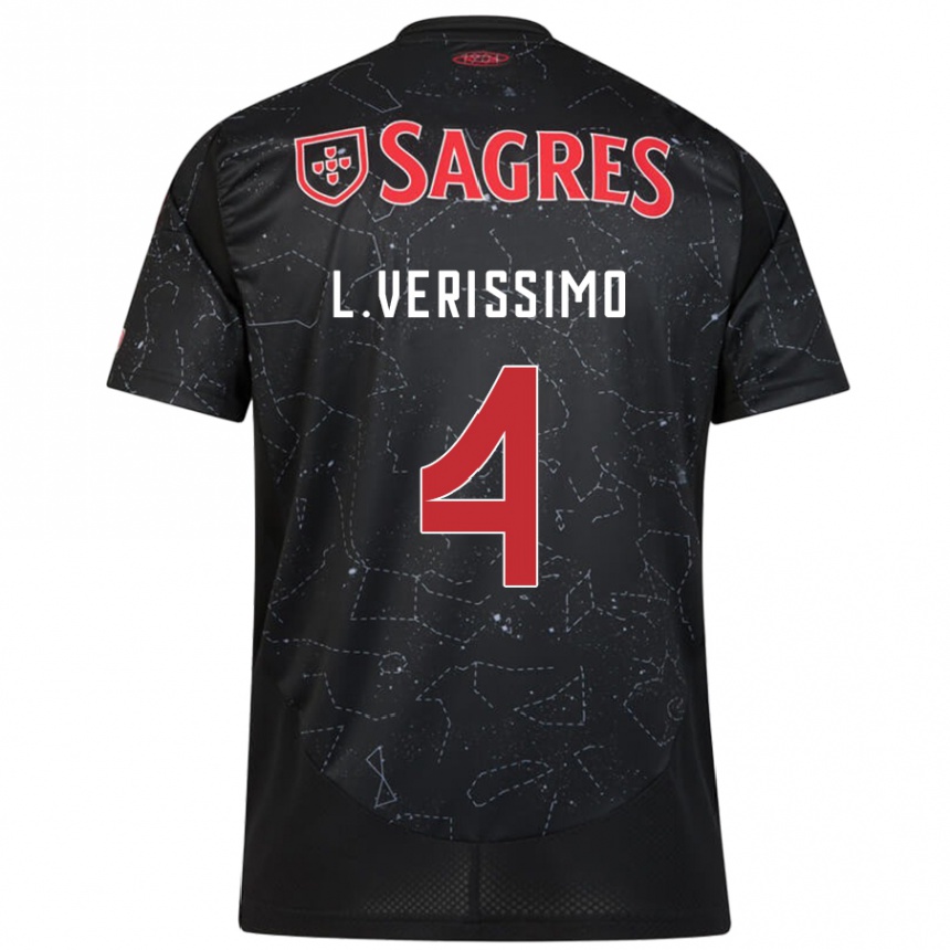 Kids Football Lucas Verissimo #4 Black Red Away Jersey 2024/25 T-Shirt