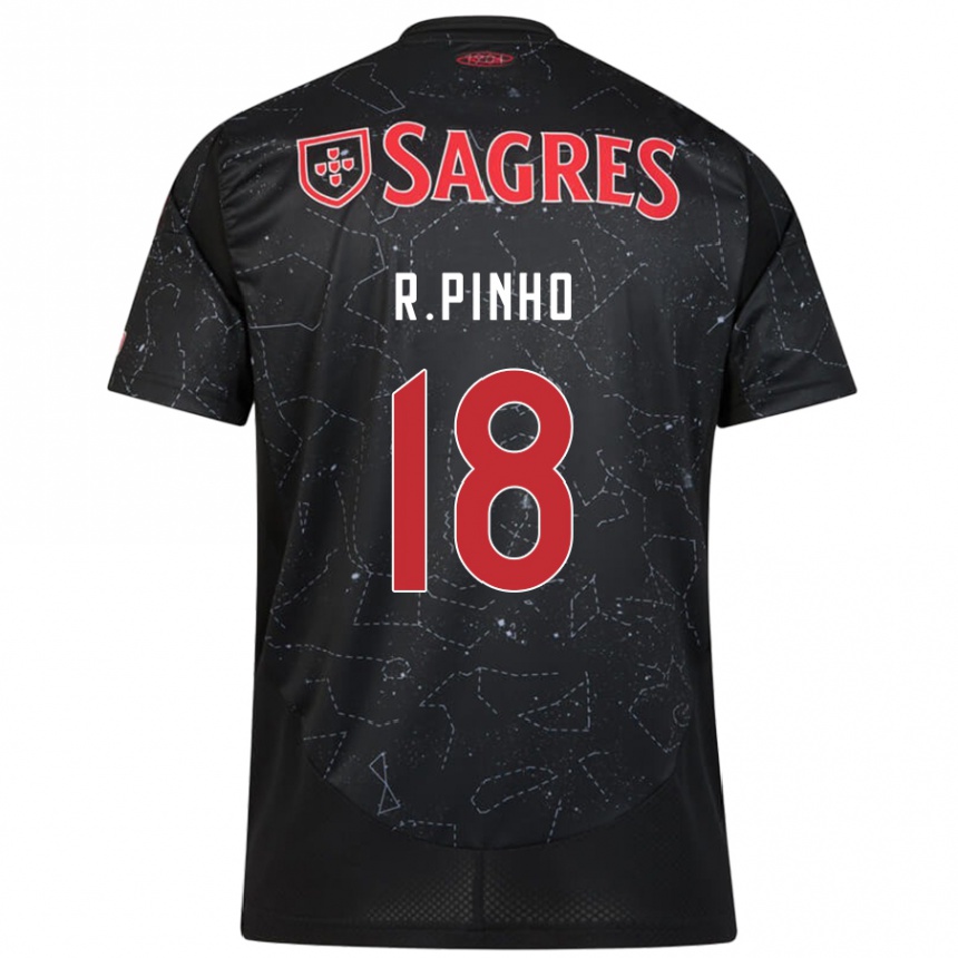 Kids Football Rodrigo Pinho #18 Black Red Away Jersey 2024/25 T-Shirt