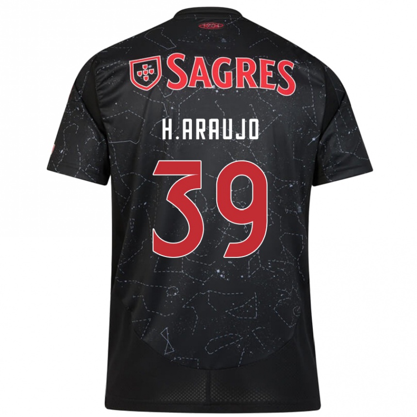 Kids Football Henrique Araujo #39 Black Red Away Jersey 2024/25 T-Shirt