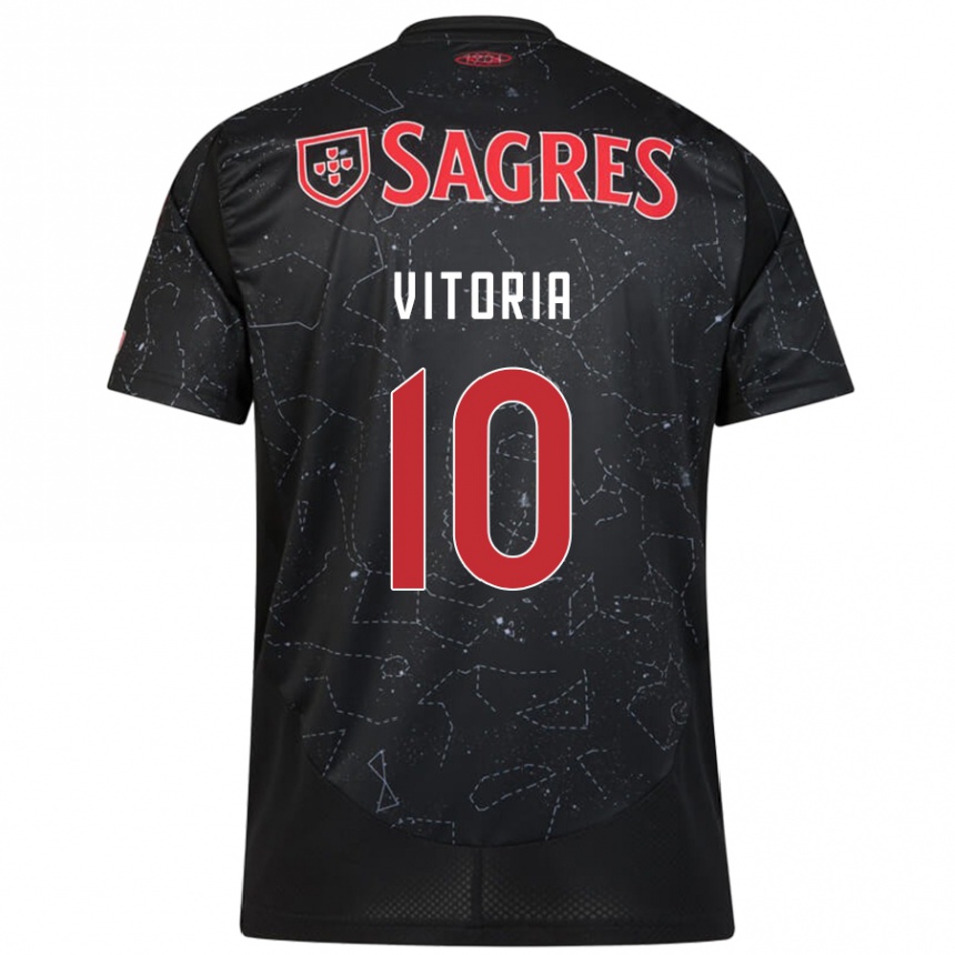 Kids Football Ana Vitoria #10 Black Red Away Jersey 2024/25 T-Shirt