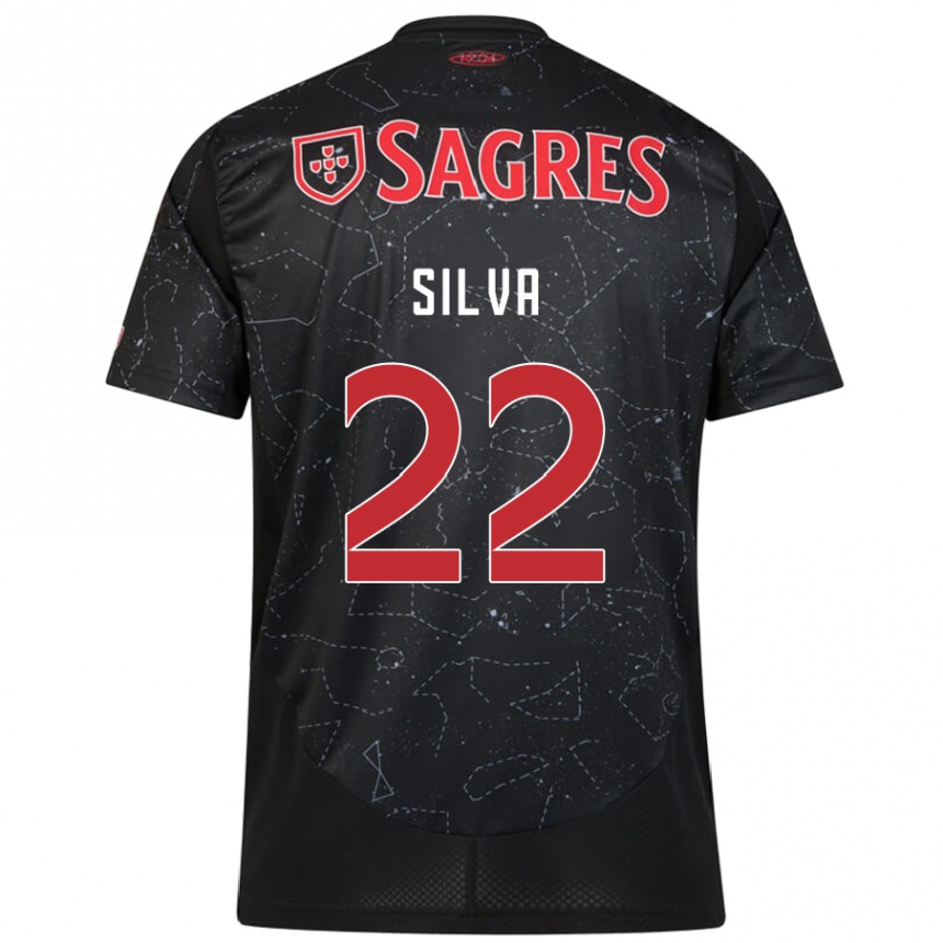 Kids Football Amelia Silva #22 Black Red Away Jersey 2024/25 T-Shirt