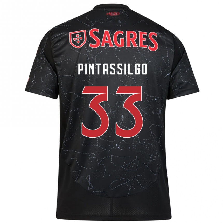 Kids Football Lara Pintassilgo #33 Black Red Away Jersey 2024/25 T-Shirt