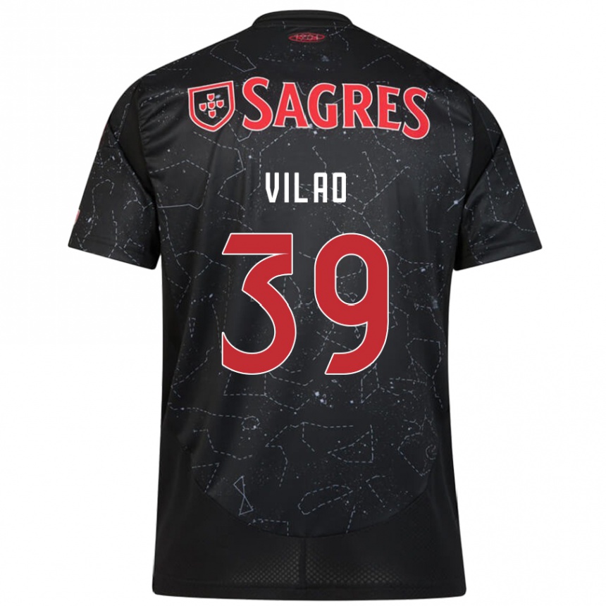 Kids Football Carolina Vilao #39 Black Red Away Jersey 2024/25 T-Shirt