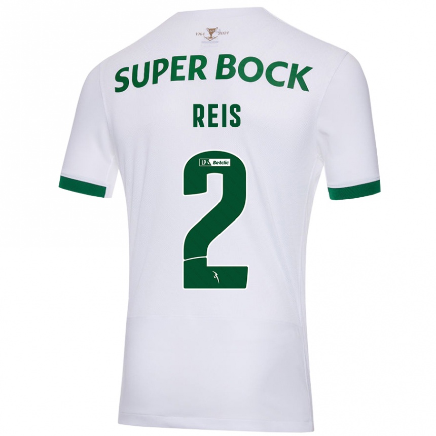 Kids Football Matheus Reis #2 White Green Away Jersey 2024/25 T-Shirt