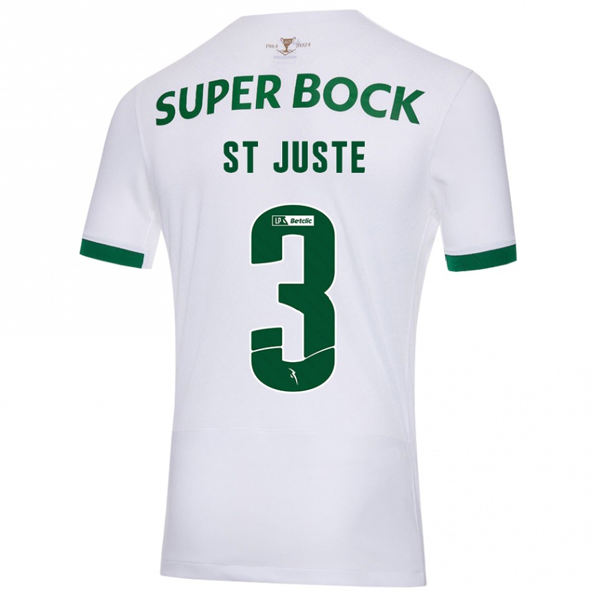 Kids Football Jerry St. Juste #3 White Green Away Jersey 2024/25 T-Shirt