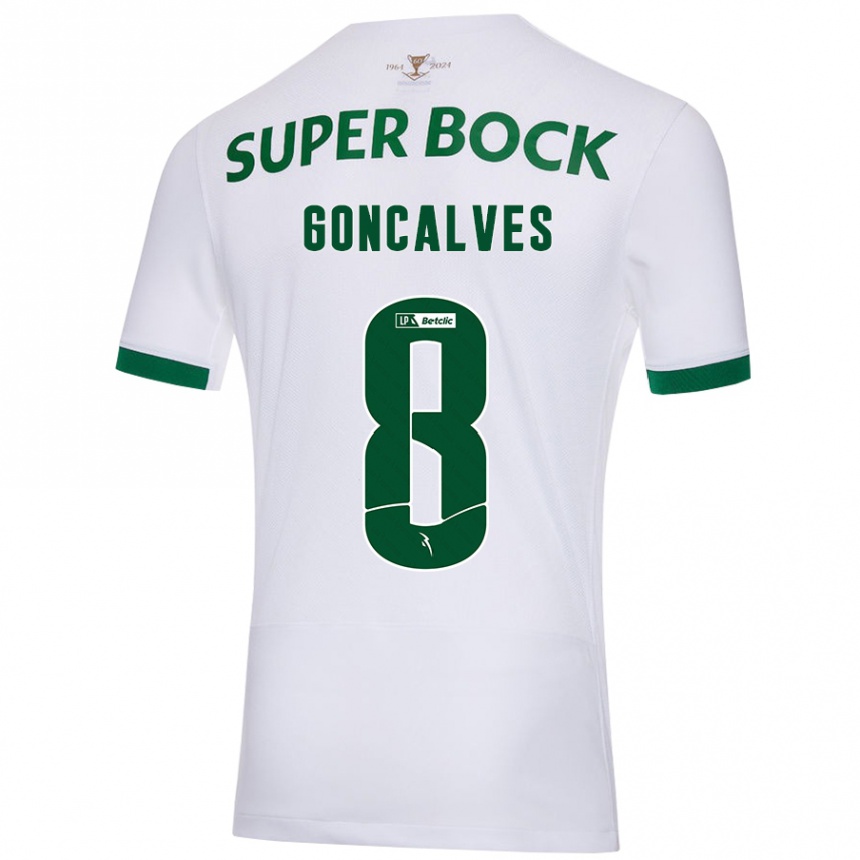 Kids Football Pedro Gonçalves #8 White Green Away Jersey 2024/25 T-Shirt