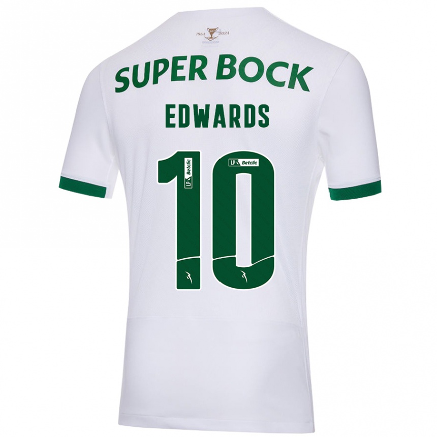 Kids Football Marcus Edwards #10 White Green Away Jersey 2024/25 T-Shirt