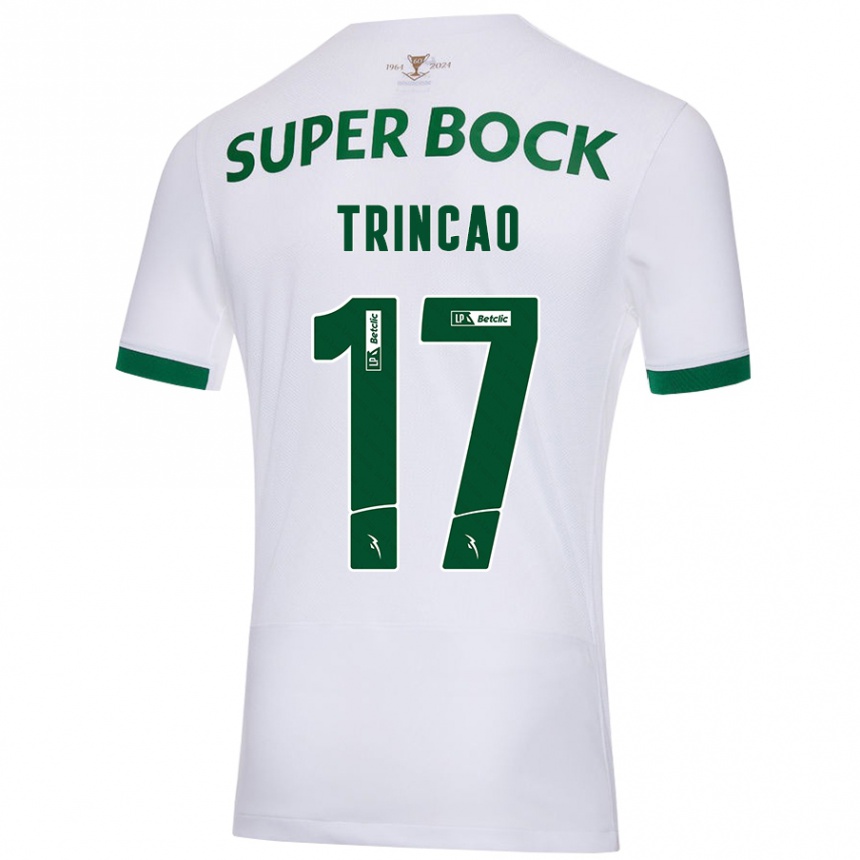 Kids Football Trincão #17 White Green Away Jersey 2024/25 T-Shirt