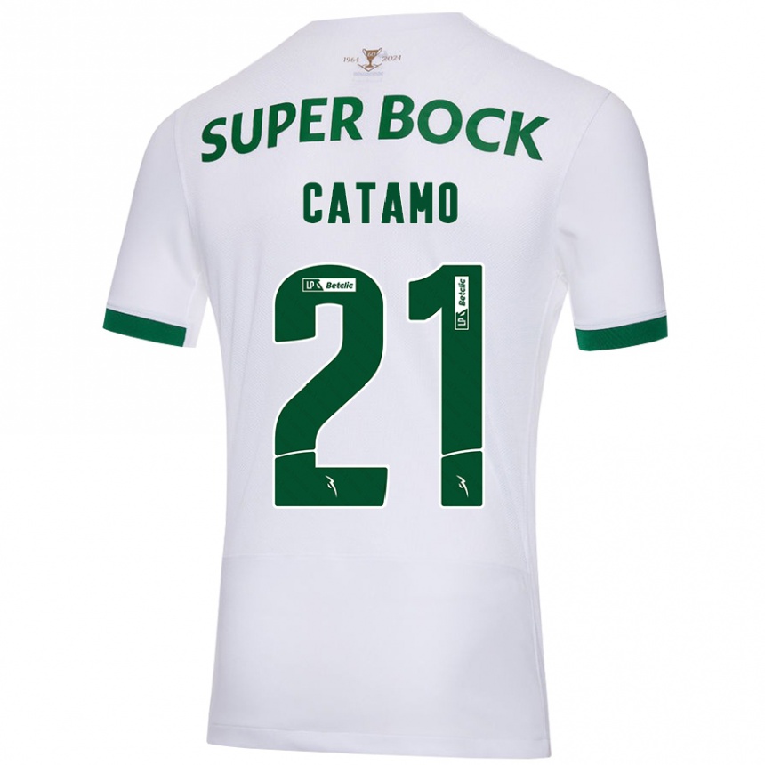 Kids Football Geny Catamo #21 White Green Away Jersey 2024/25 T-Shirt