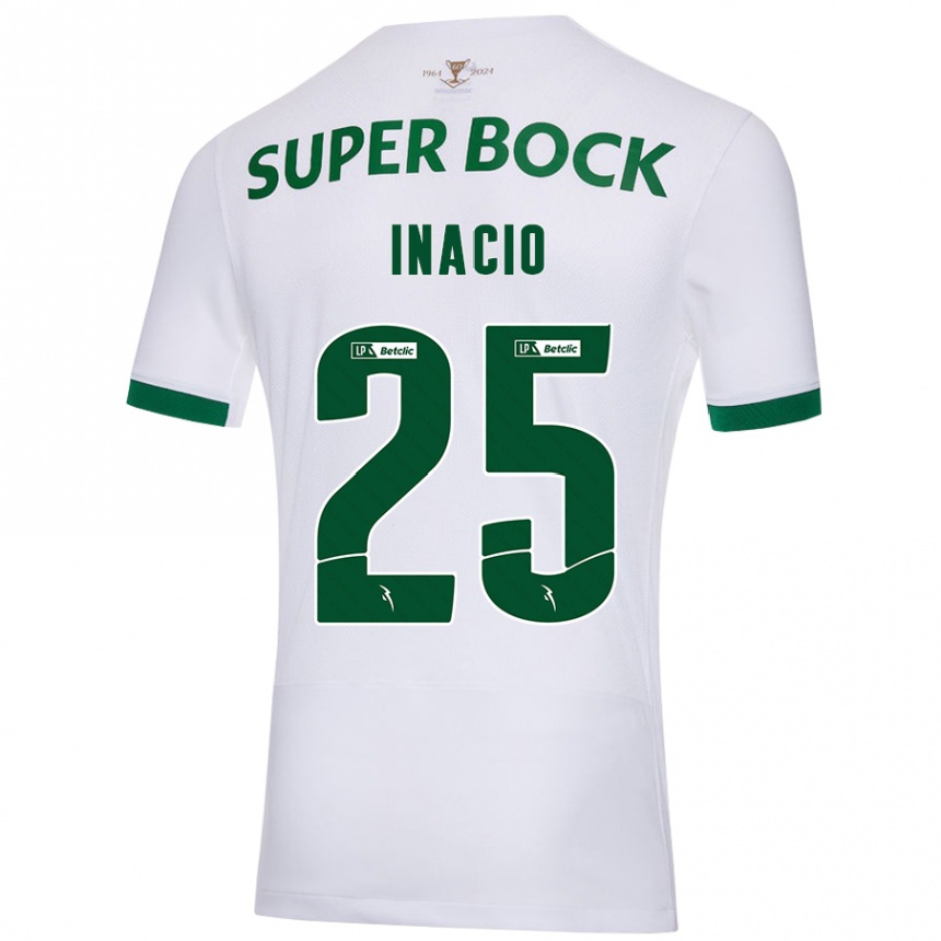 Kids Football Gonçalo Inácio #25 White Green Away Jersey 2024/25 T-Shirt