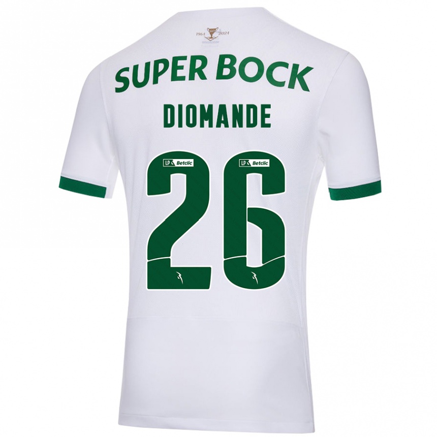 Kids Football Ousmane Diomande #26 White Green Away Jersey 2024/25 T-Shirt