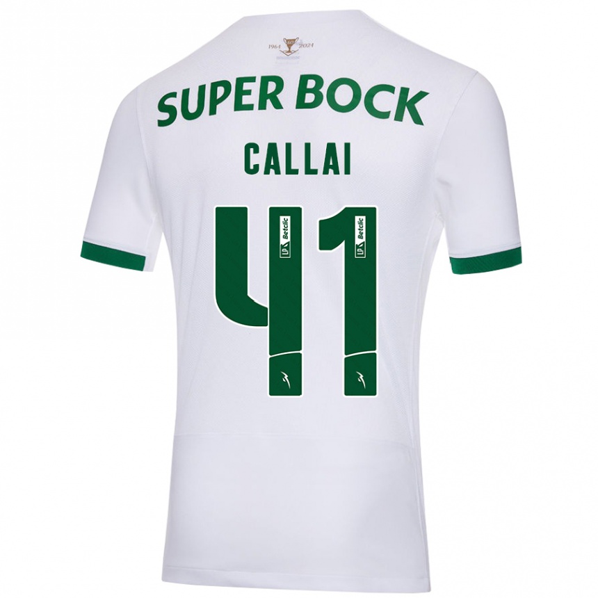 Kids Football Diego Callai #41 White Green Away Jersey 2024/25 T-Shirt