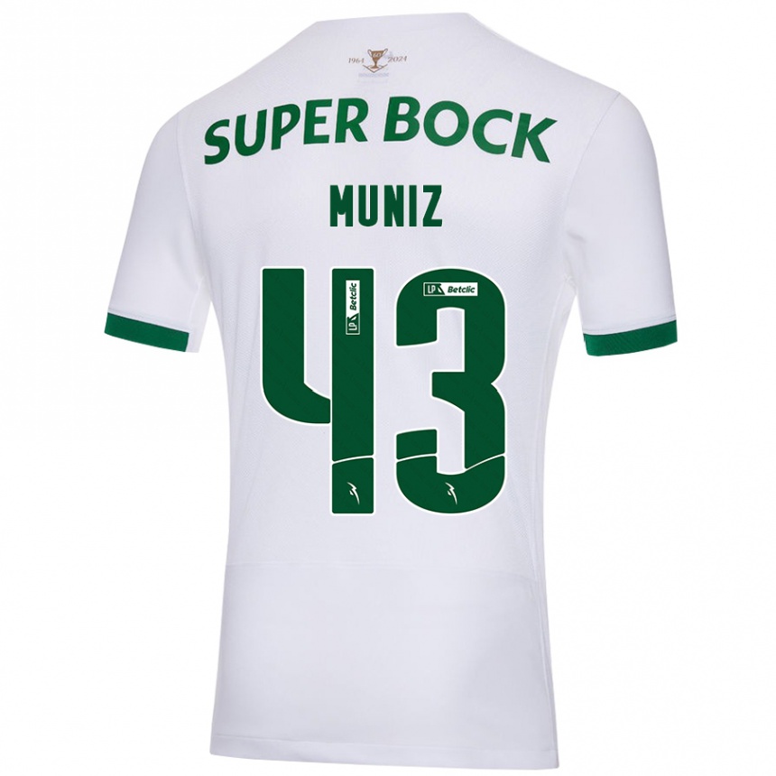 Kids Football João Muniz #43 White Green Away Jersey 2024/25 T-Shirt