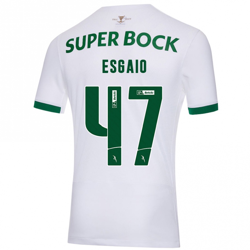 Kids Football Ricardo Esgaio #47 White Green Away Jersey 2024/25 T-Shirt