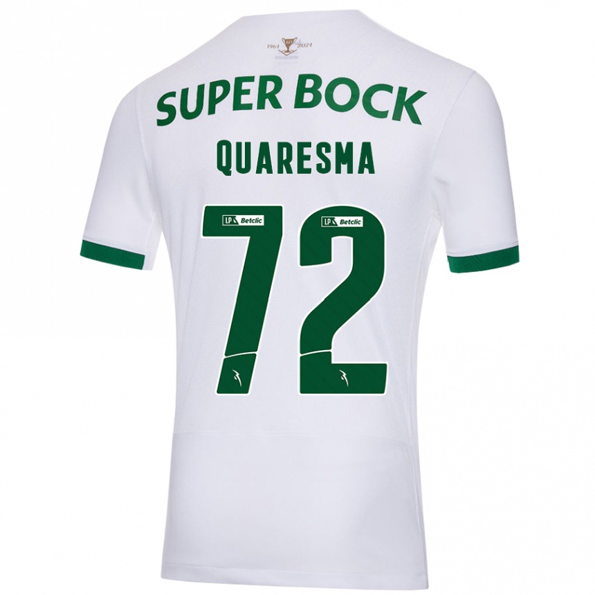 Kids Football Eduardo Quaresma #72 White Green Away Jersey 2024/25 T-Shirt