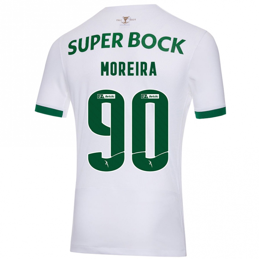 Kids Football Afonso Moreira #90 White Green Away Jersey 2024/25 T-Shirt