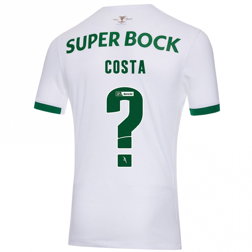 Kids Football Daniel Costa #0 White Green Away Jersey 2024/25 T-Shirt