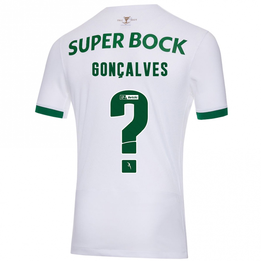 Kids Football Flávio Gonçalves #0 White Green Away Jersey 2024/25 T-Shirt