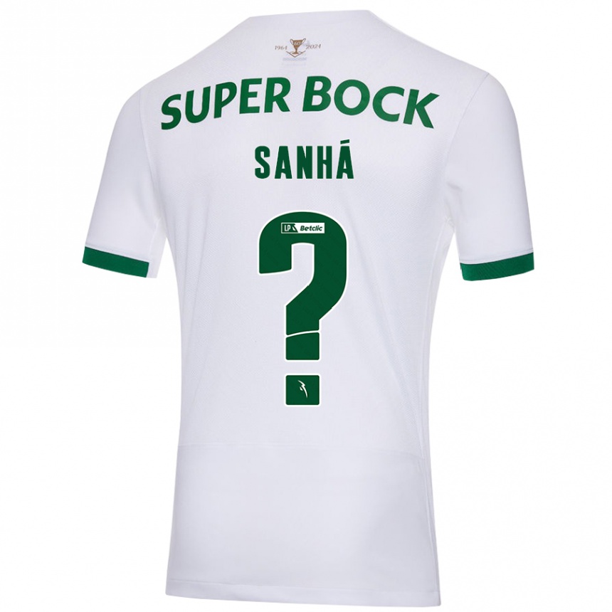 Kids Football Micael Sanhá #0 White Green Away Jersey 2024/25 T-Shirt