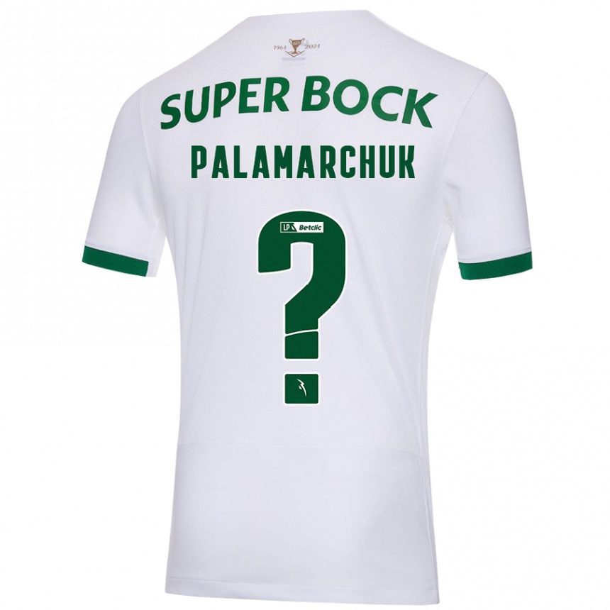 Kids Football Cristiano Vitaly Palamarchuk #0 White Green Away Jersey 2024/25 T-Shirt