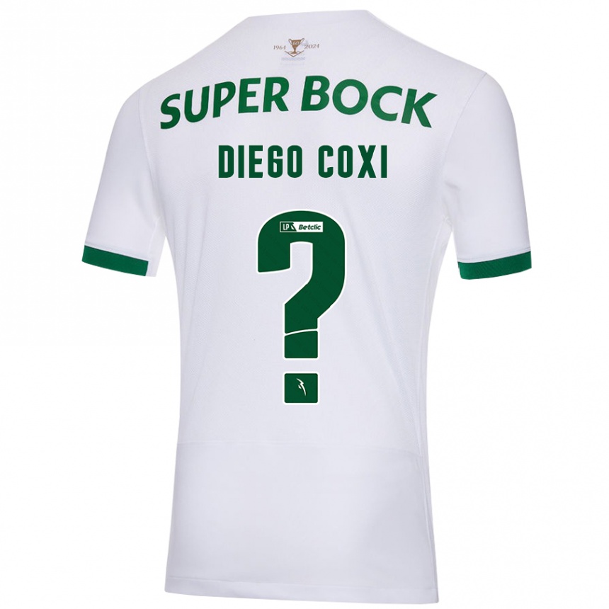 Kids Football Diego Coxi #0 White Green Away Jersey 2024/25 T-Shirt