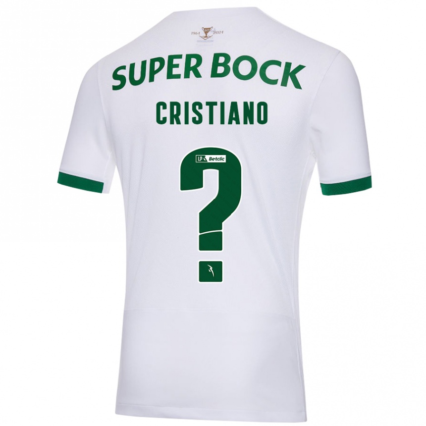 Kids Football José Cristiano #0 White Green Away Jersey 2024/25 T-Shirt