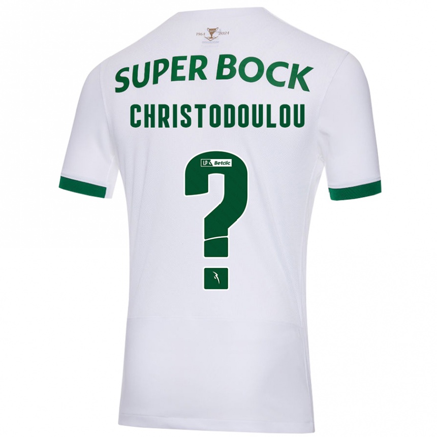 Kids Football Argyris Christodoulou #0 White Green Away Jersey 2024/25 T-Shirt