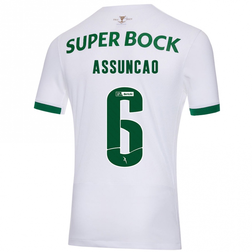 Kids Football João Assunção #6 White Green Away Jersey 2024/25 T-Shirt