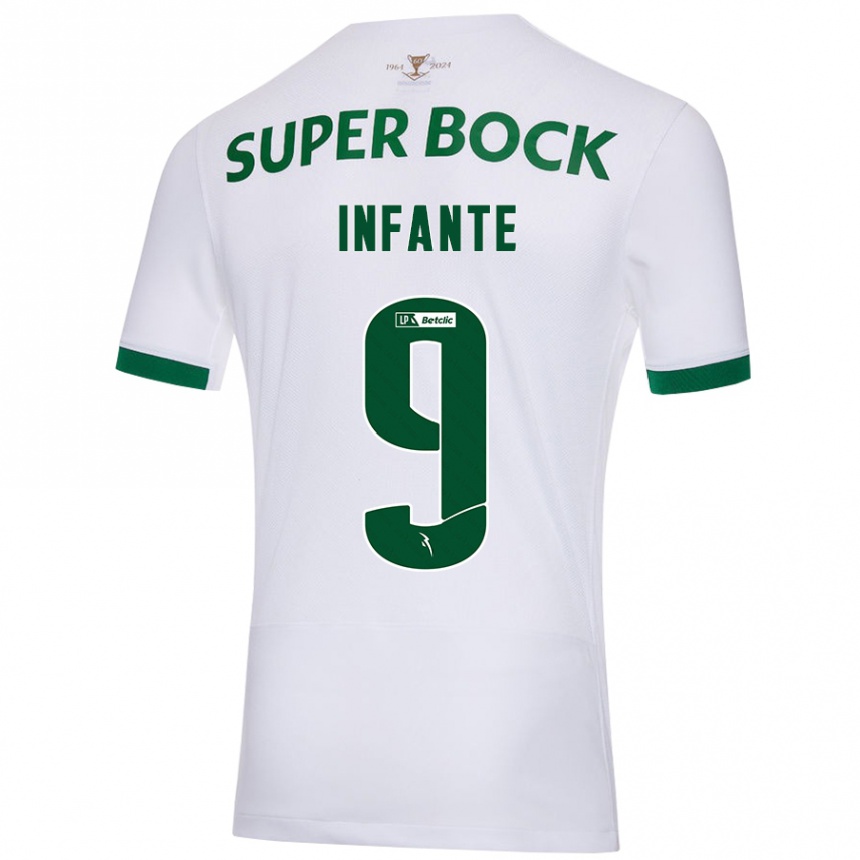 Kids Football João Infante #9 White Green Away Jersey 2024/25 T-Shirt