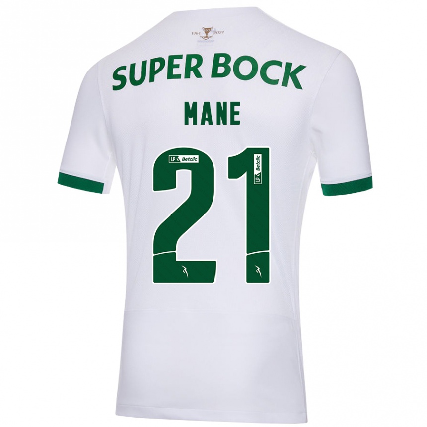 Kids Football Isnaba Mané #21 White Green Away Jersey 2024/25 T-Shirt