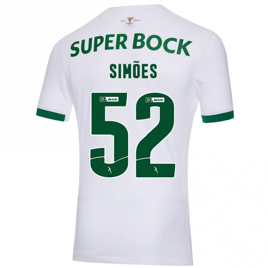 Kids Football João Simões #52 White Green Away Jersey 2024/25 T-Shirt