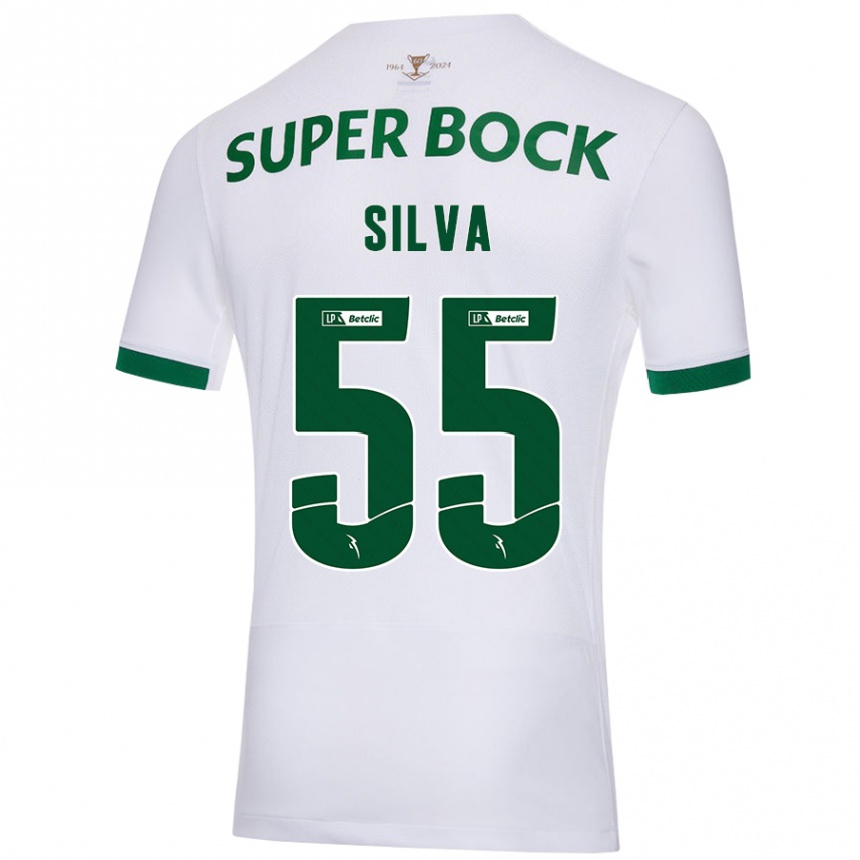 Kids Football José Silva #55 White Green Away Jersey 2024/25 T-Shirt