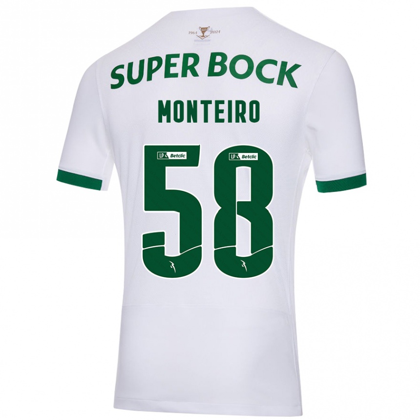 Kids Football David Monteiro #58 White Green Away Jersey 2024/25 T-Shirt