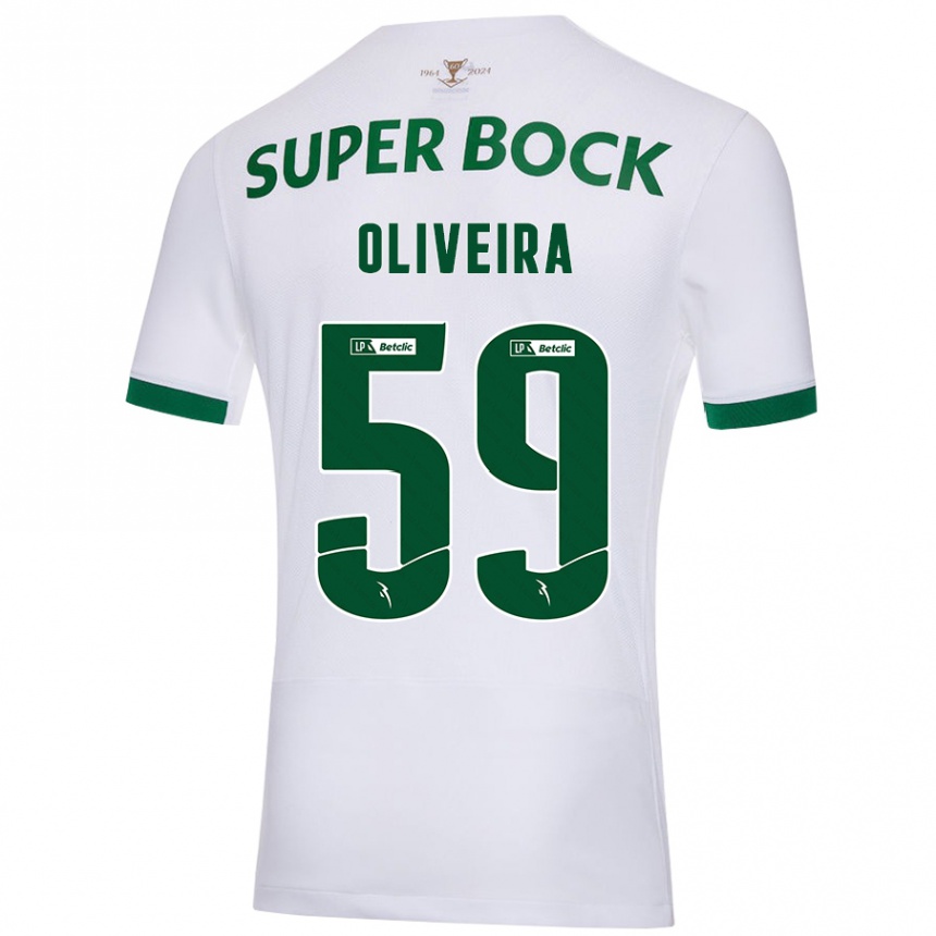 Kids Football Kauã Oliveira #59 White Green Away Jersey 2024/25 T-Shirt